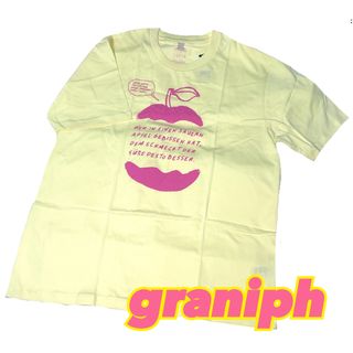 新品【graniph】グラニフ りんご柄TシャツL イエロー