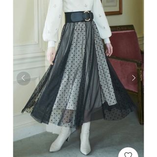 アンドクチュール(And Couture)の難あり And Couture ウエストリブドットフロッキーチュールスカート(ロングスカート)