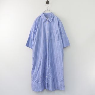 マーガレットハウエル(MARGARET HOWELL)の2020SS マーガレットハウエル MARGARET HOWELL WIDE PJ STRIPE COTTON ストライプシャツワンピース 1/ブルー ドレス 【2400013803625】(その他)