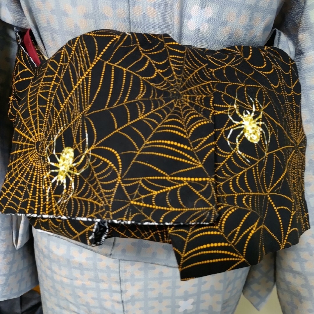 大人の兵児帯半幅帯ハンドメイド澪蜘蛛の糸スパイダー レディースの水着/浴衣(帯)の商品写真