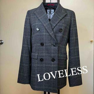 ラブレス(LOVELESS)のLOVELESS グレー チェック テーラードジャケット 34 ダブル(テーラードジャケット)