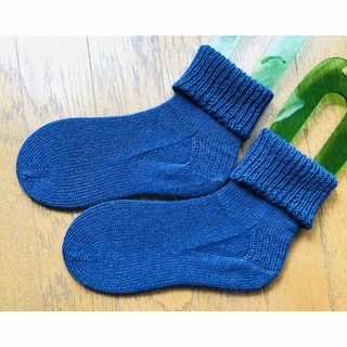 手編みの靴下, ハンドメイド靴下, シンプルな靴下, 履き口折り返し靴下(レッグウェア)