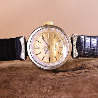 オメガ(OMEGA)の稼働品　OMEGAオメガ　カットガラス レディース　ゴールド　腕時計(腕時計)