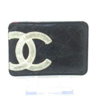 シャネル(CHANEL)のCHANEL(シャネル) カードケース カンボンライン 黒×白 ラムスキン(名刺入れ/定期入れ)