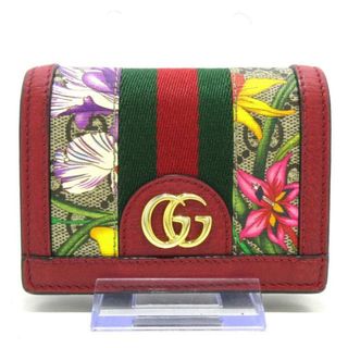 グッチ(Gucci)のGUCCI(グッチ) 2つ折り財布 オフィディア GGスプリーム 523155 ベージュ×レッド×マルチ 花柄 PVC(塩化ビニール)×レザー	(財布)