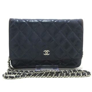 シャネル(CHANEL)のCHANEL(シャネル) 財布 マトラッセ A33814 ダークネイビー チェーンウォレット/シルバー金具 キャビアスキン(財布)