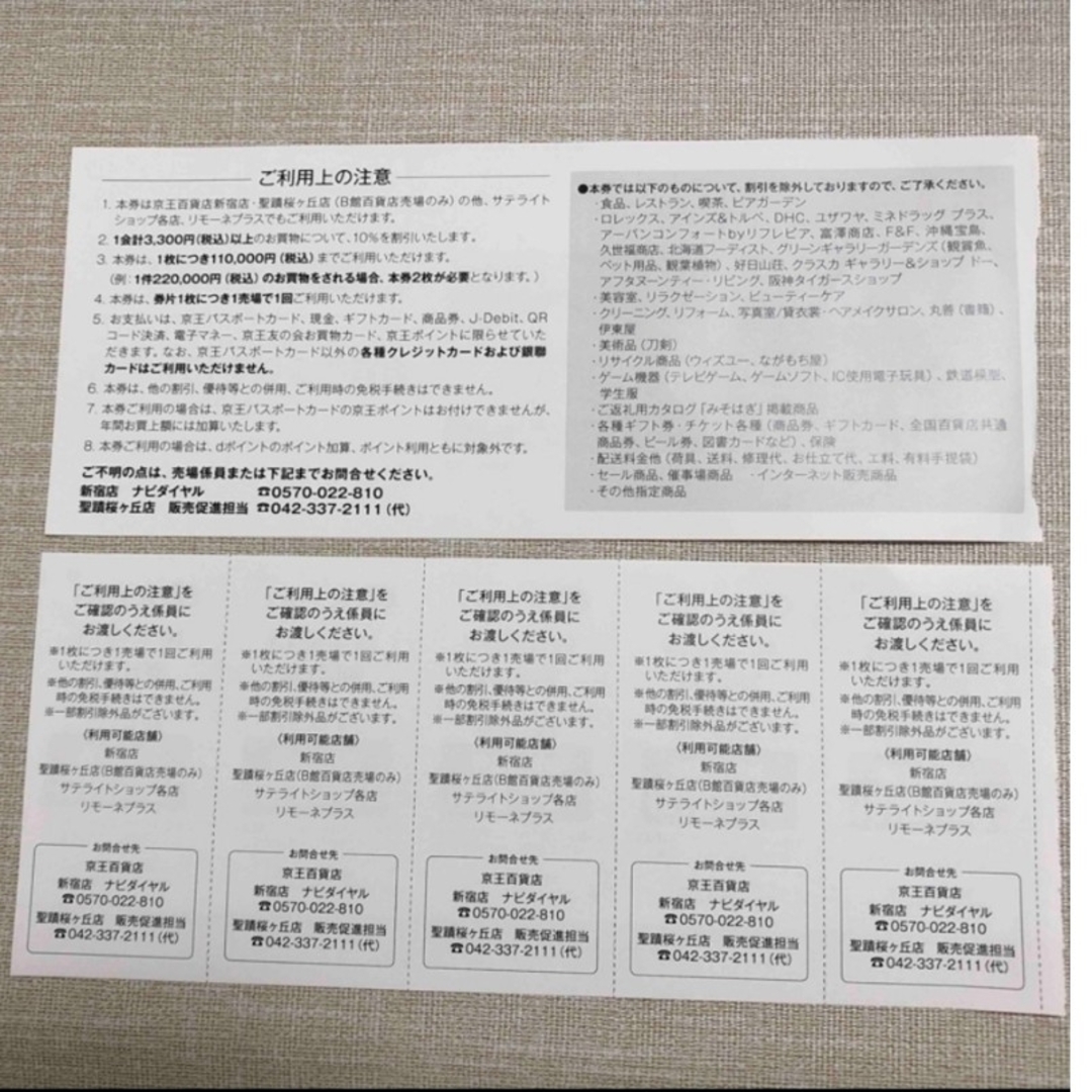 京王百貨店(ケイオウヒャッカテン)の京王株主優待割引券　京王百貨店 チケットの優待券/割引券(ショッピング)の商品写真