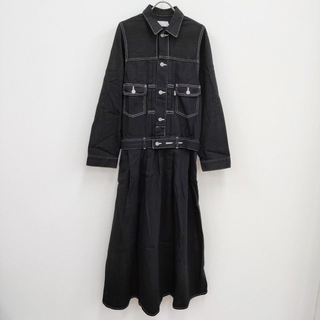 グラフペーパー(Graphpaper)のGraphpaper 新品 Belted Denim Dress GL203-60159B 定価57200円 サイズ0 ワンピース ブラック レディース グラフペーパー【中古】4-0325M♪(ロングワンピース/マキシワンピース)