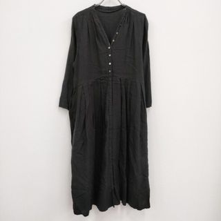 ネストローブ(nest Robe)のnest Robe 01193-1310 リネンYネックドレス サイズF ワンピース ブラック レディース ネストローブ【中古】4-0325M♪(ロングワンピース/マキシワンピース)