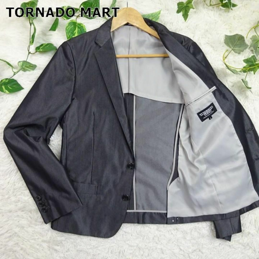 TORNADO MART(トルネードマート)のトルネードマート　ラインストーン　テーラードジャケット　L　光沢グレー　日本製 メンズのジャケット/アウター(テーラードジャケット)の商品写真