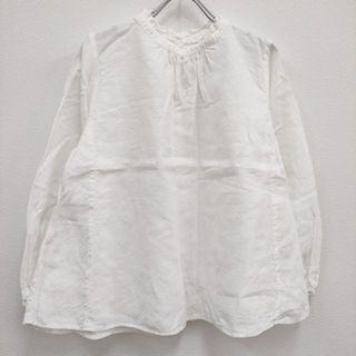 ネストローブ(nest Robe)のnest Robe 01175-1112 リネンスタンドフリルブラウス ブラウス シャツ ホワイト レディース ネストローブ【中古】4-0325M♪(シャツ/ブラウス(長袖/七分))