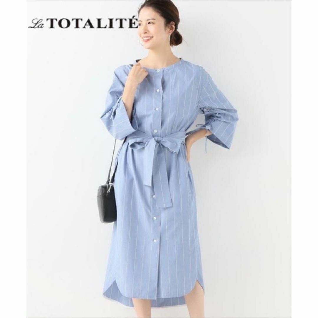 La TOTALITE(ラトータリテ)の美品★La TOTALITE ストライプストリングスリーブワンピース 0329 レディースのワンピース(ロングワンピース/マキシワンピース)の商品写真