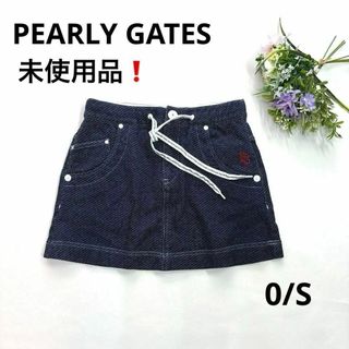 パーリーゲイツ(PEARLY GATES)の未使用品❗️パーリーゲイツ　0/S デニム調スカート　ネイビー　ドローコード(ウエア)