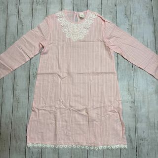 新品 IUKIDS 韓国 子供服 長袖 ワンピース ピンク シャツ 薄手 未使用(ワンピース)