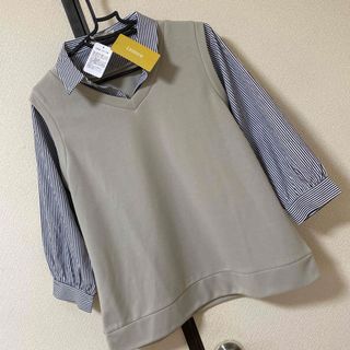 シマムラ(しまむら)のしまむら　innoce  ストライプ　シャツ　ベスト　カットソー　M(シャツ/ブラウス(長袖/七分))