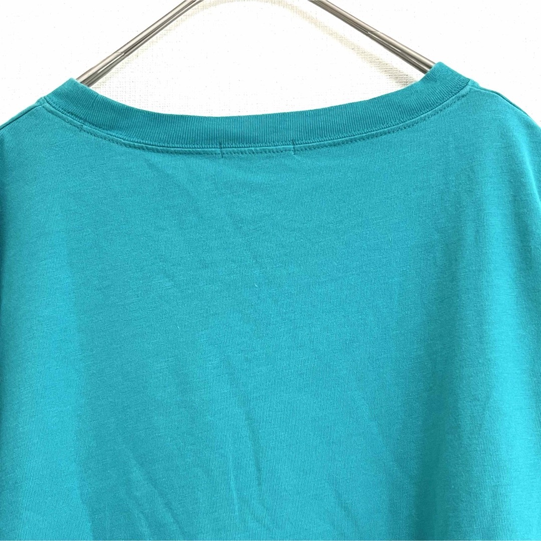 GU(ジーユー)のGU  グリーン  大きめサイズ  コットンTシャツ  カットソー  XL レディースのトップス(Tシャツ(半袖/袖なし))の商品写真