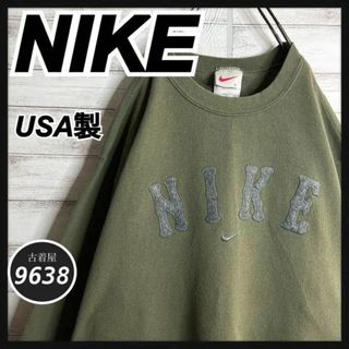 ナイキ(NIKE)の【USA製!!】ナイキ ✈︎刺繍ロゴ 白タグ アーチロゴ ゆるだぼ 裏起毛(スウェット)