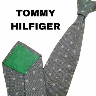 TOMMY HILFIGER - トミーヒルフィガー ネクタイ 小紋柄 スクエアドット柄 グレー 総柄 u60