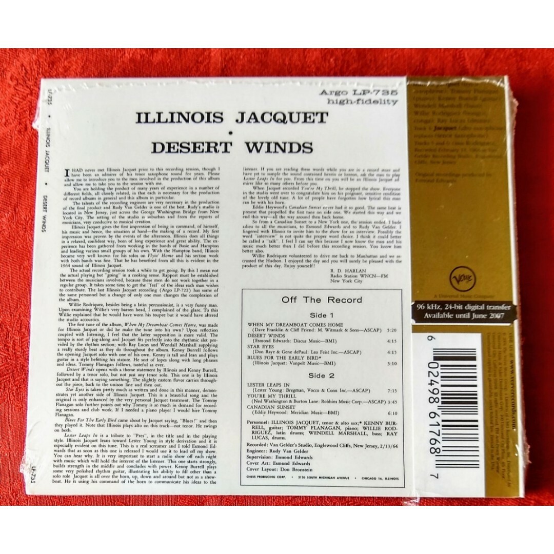 ILLINOIS JACQUET WITH KENNY BURRELL / De エンタメ/ホビーのCD(ジャズ)の商品写真