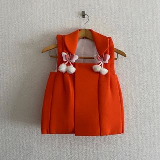 被布　753 七五三 オレンジ　ちょうちょ　着物　和装小物　3歳752 女の子(和服/着物)