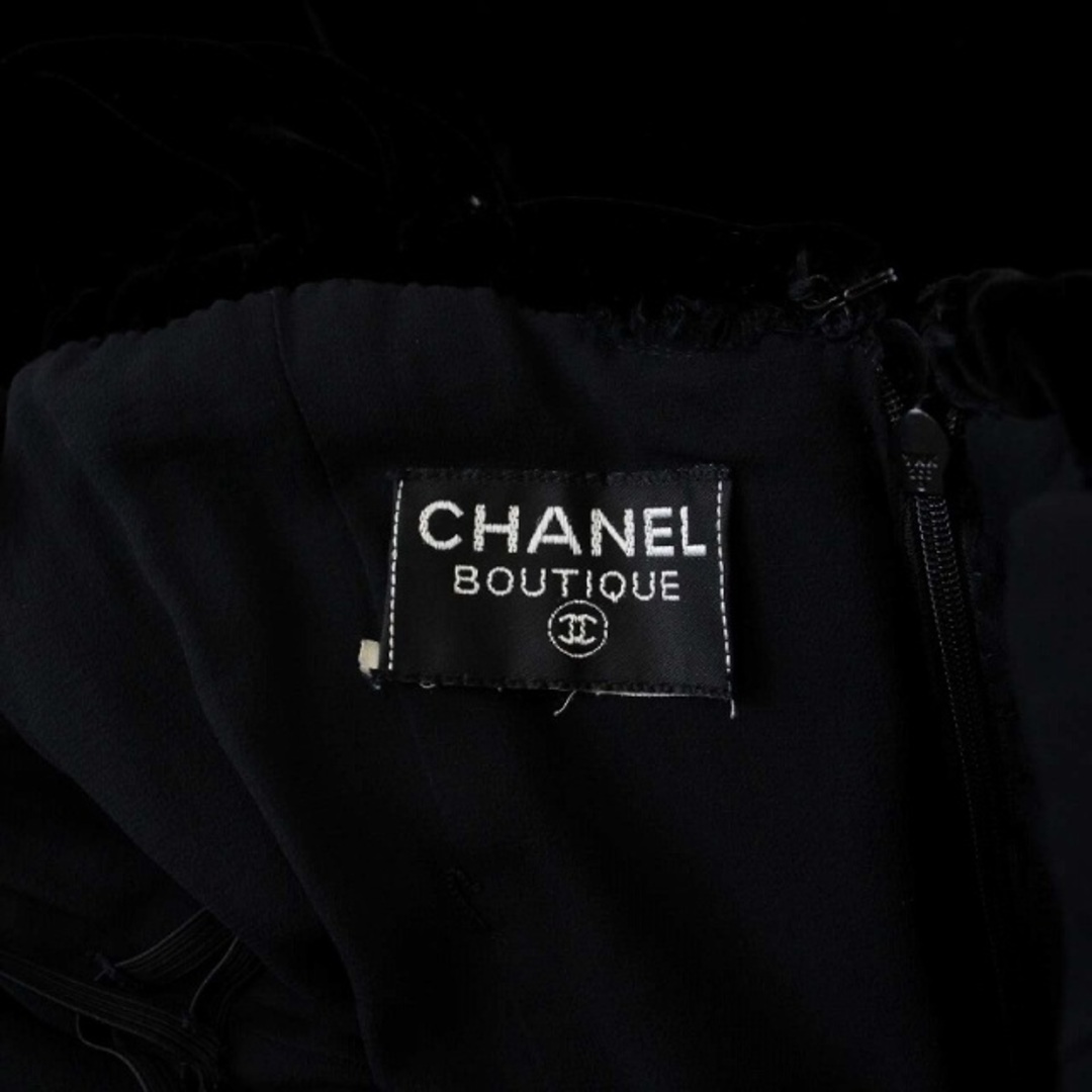 CHANEL - シャネル ベロア ロングワンピース ノースリーブ タイト 金ボタン 黒 ブラック