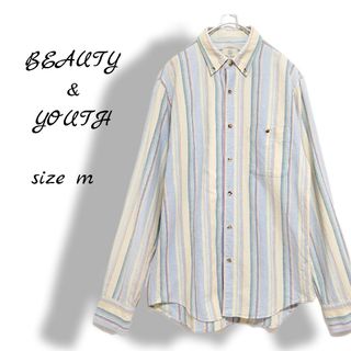 ビューティアンドユースユナイテッドアローズ(BEAUTY&YOUTH UNITED ARROWS)のシャツ　メンズ　長袖　ストライプ　柄シャツ　総柄　パステル　春　M アローズ(シャツ)