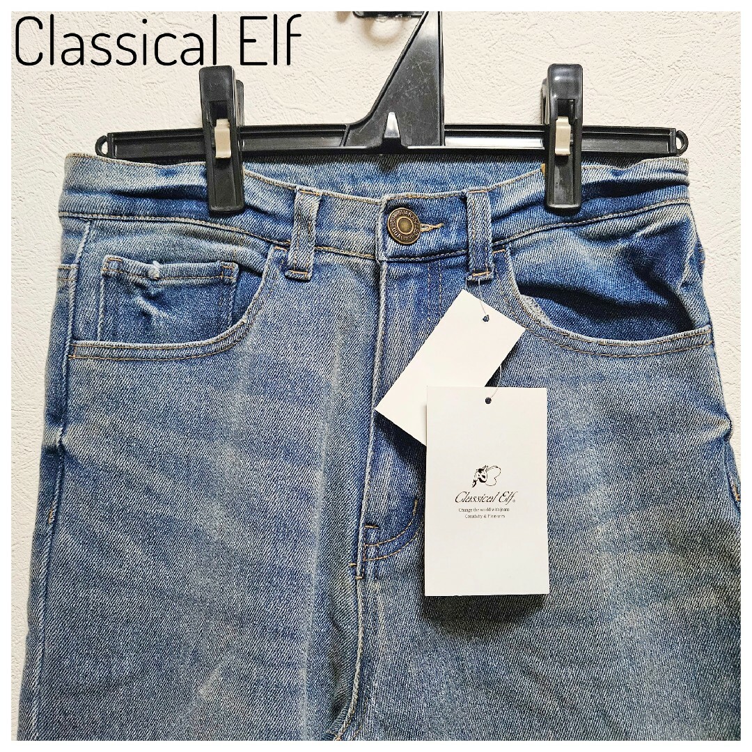 Classical Elf.(クラシカルエルフ)の美品　Classical Elf　スキニーデニム　M　青　タグ　未使用　伸縮性 レディースのパンツ(デニム/ジーンズ)の商品写真