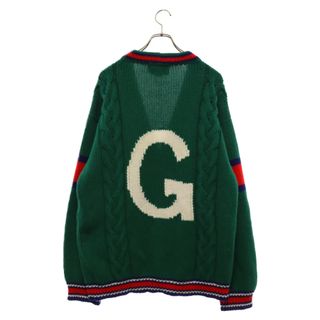 グッチ(Gucci)のGUCCI グッチ バックGインターシャウールニットカーディガン 537519 グリーン(カーディガン)