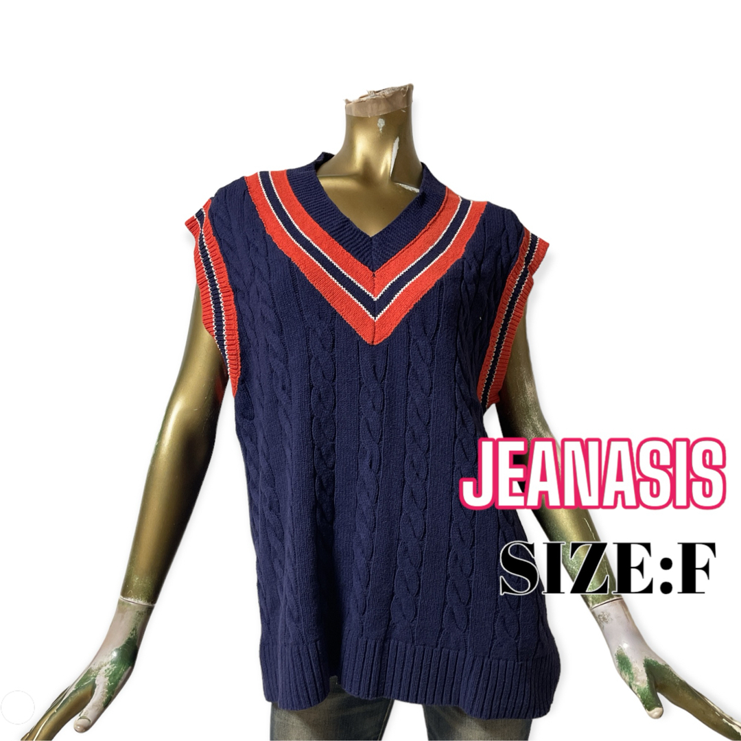 JEANASIS(ジーナシス)のJEANASIS ♥ Vネック ライン ノースリーブ ケーブルニット ベスト レディースのトップス(ベスト/ジレ)の商品写真