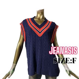 JEANASIS - JEANASIS ♥ Vネック ライン ノースリーブ ケーブルニット ベスト