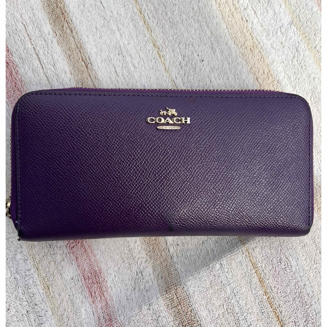 COACH(コーチ)のcoach コーチ 長財布 パープル 中古 レディースのファッション小物(財布)の商品写真