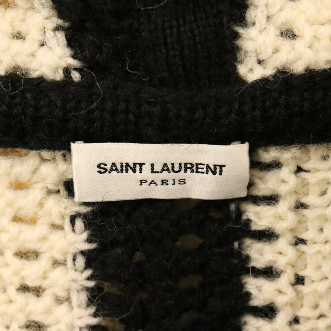 Saint Laurent(サンローラン)のSAINT LAURENT PARIS サンローランパリ 19AW 607652 YAJS2 ストライプフーデッドニットカーディガン ブラック/ホワイト メンズのトップス(カーディガン)の商品写真