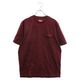 シュプリーム(Supreme)のSUPREME シュプリーム 18AW Embroidered Pocket Tee エンブロイダリー ポケットロゴ刺繍 クルーネック カットソー 半袖Tシャツ レッド(Tシャツ/カットソー(半袖/袖なし))