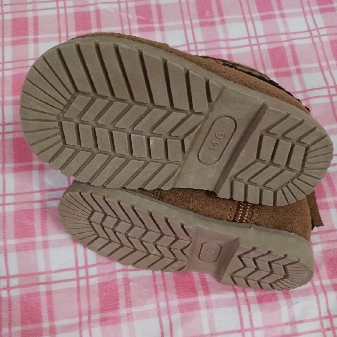 フリンジショートブーツ キャメル 14㎝ フリンジブーツ フリンジ ブーツ　靴 キッズ/ベビー/マタニティのベビー靴/シューズ(~14cm)(ブーツ)の商品写真