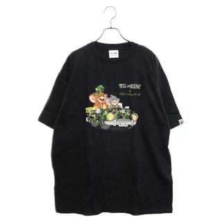 アベイシングエイプ(A BATHING APE)のA BATHING APE アベイシングエイプ × TOM AND HERRY CRUISING TEE トムとジェリー クルージング カモフラ プリント クルーネック カットソー 半袖Tシャツ ブラック(Tシャツ/カットソー(半袖/袖なし))