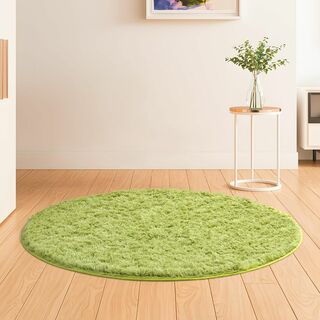【色: グリーン】Beddiny カーペット シャギーラグ 絨毯 円形 丸 滑り(ラグ)