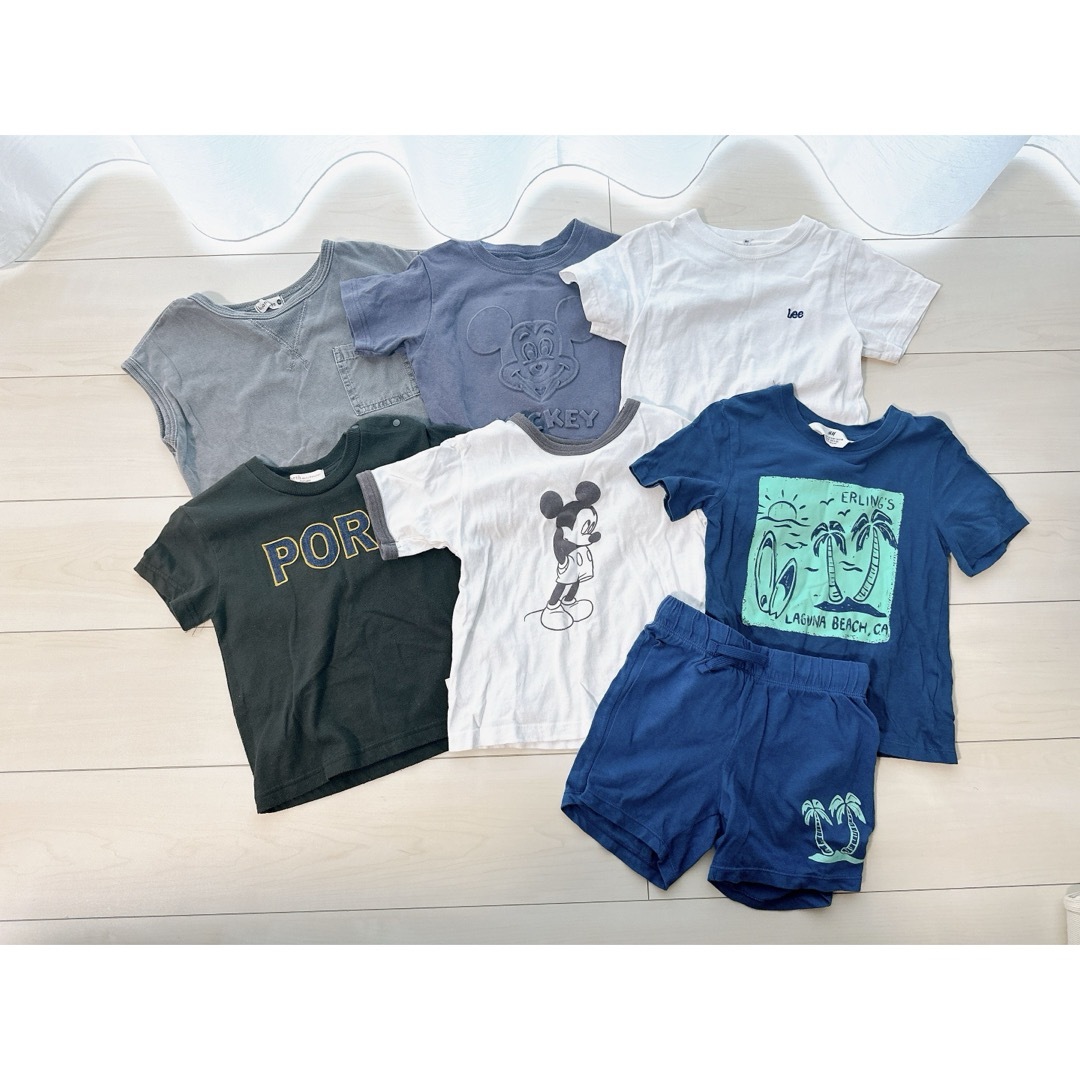 GLOBAL WORK(グローバルワーク)のTシャツ 6枚set ＋半ズボン 計7点 90-110cm キッズ/ベビー/マタニティのキッズ服男の子用(90cm~)(Tシャツ/カットソー)の商品写真