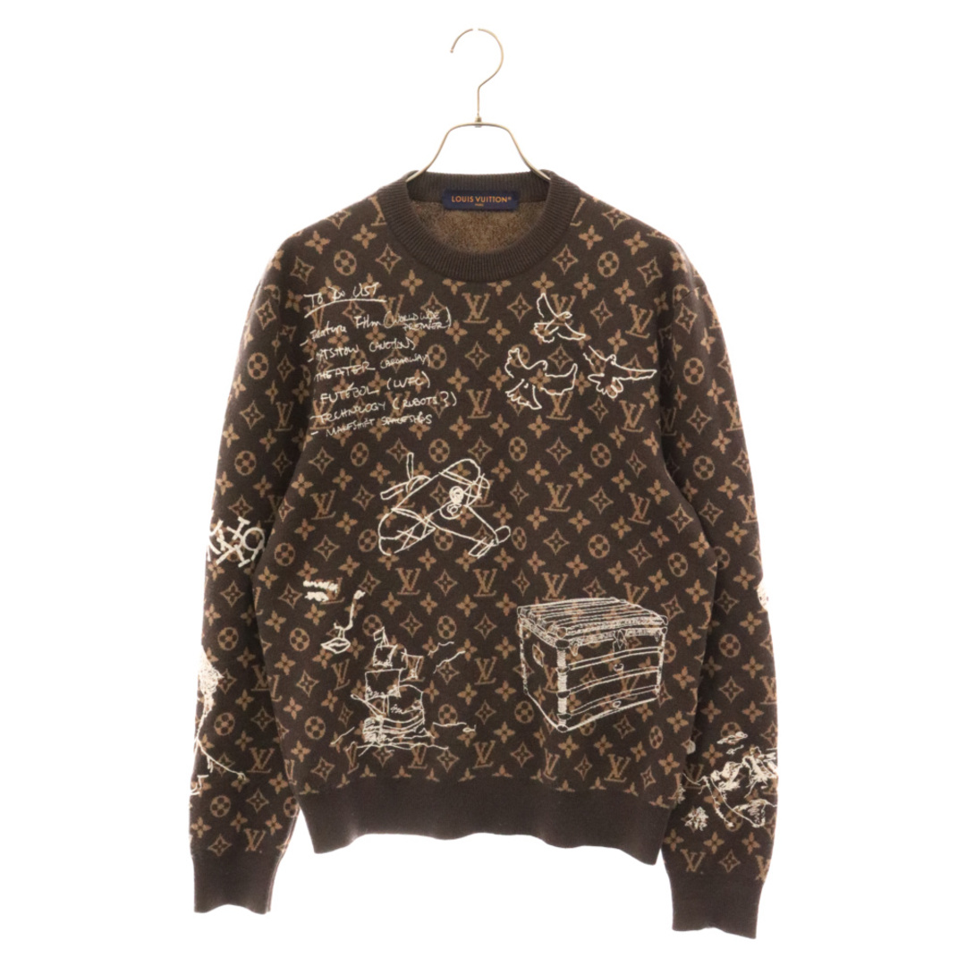 LOUIS VUITTON(ルイヴィトン)のLOUIS VUITTON ルイヴィトン 23AW Monogram knit sweater モノグラムニットセーター クルーネック ニットセーター RM232 ZLL HPN95W ブラウン メンズのトップス(ニット/セーター)の商品写真