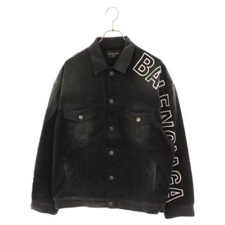 バレンシアガ(Balenciaga)のBALENCIAGA バレンシアガ 23AW Large Fit Jacket(BLACK) ロゴ ヴィンテージ加工 デニムジャケット Gジャン 767949 TNW11 ブラック(Gジャン/デニムジャケット)