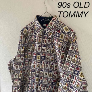 トミーヒルフィガー(TOMMY HILFIGER)の90sOLDTOMMYオールドトミー長袖総柄シャツメンズml星条旗国旗(シャツ)