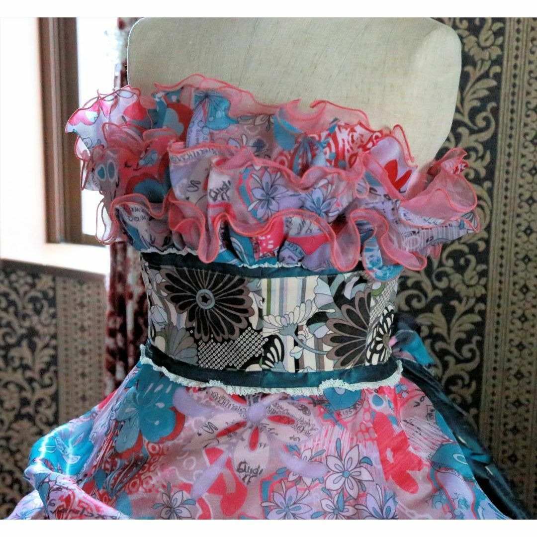 ナツキドール個性的な和柄ミックスの高級ウエディングドレス9号11号13号 レディースのフォーマル/ドレス(ウェディングドレス)の商品写真