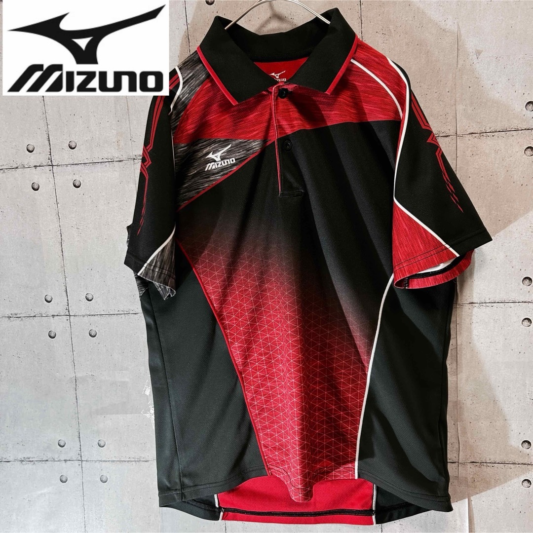 MIZUNO(ミズノ)のMIZUNOミズノ　ドライ半袖ポロシャツ　S  レッド　グラフィックデザイン メンズのトップス(ポロシャツ)の商品写真