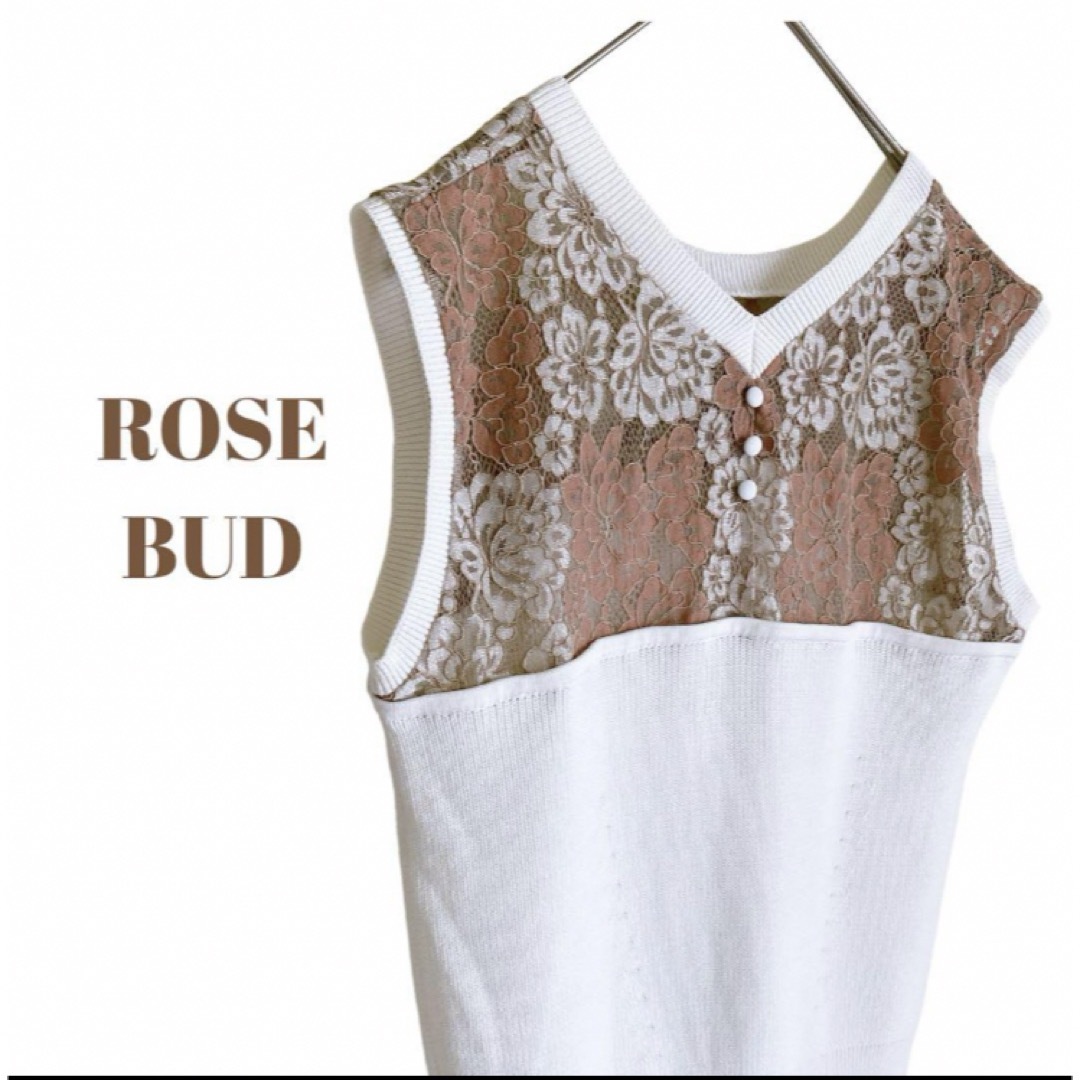 ROSE BUD(ローズバッド)の新品未使用 ROSE BUD ノースリーブ ニット レース シアー ローズバッド レディースのトップス(カットソー(半袖/袖なし))の商品写真