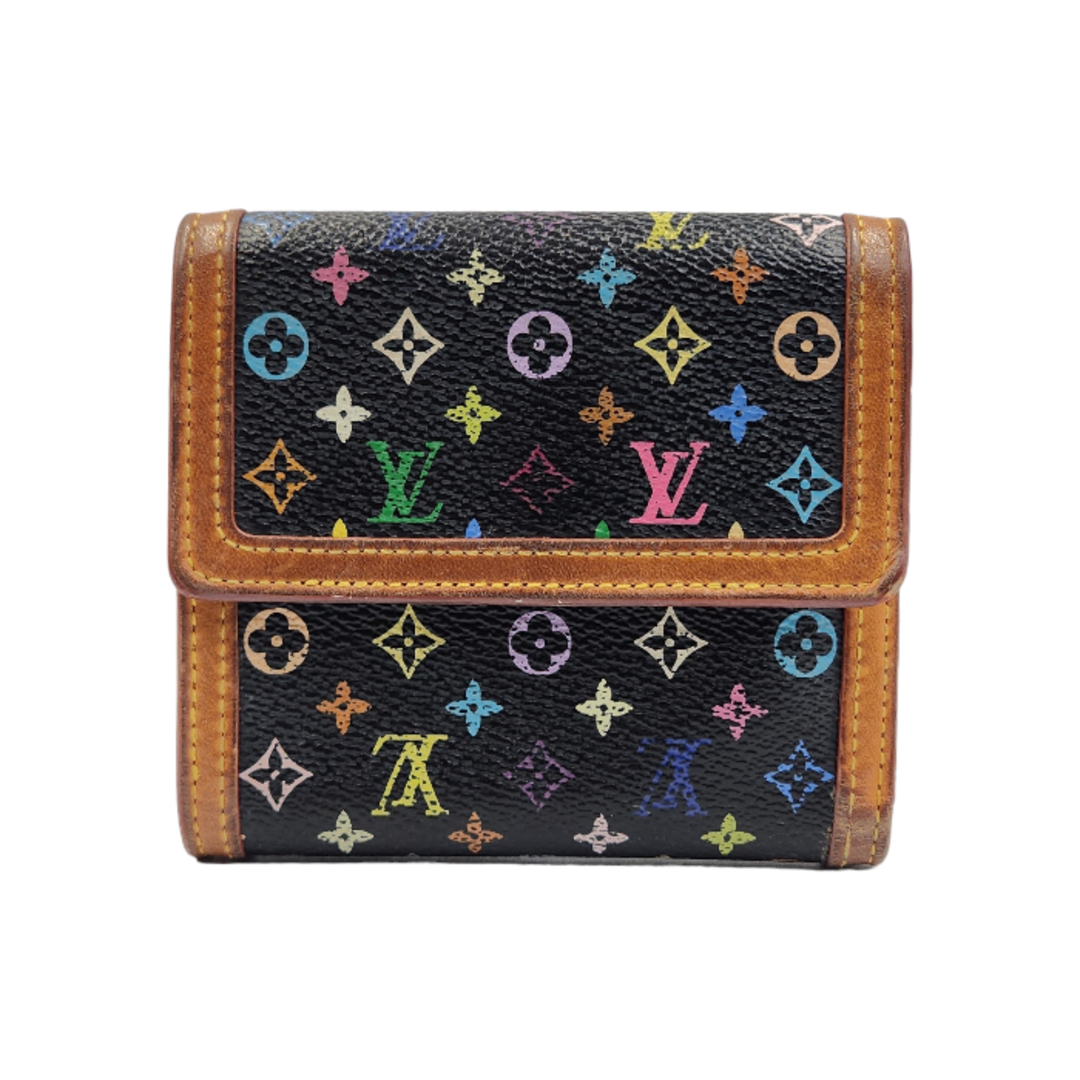 LOUIS VUITTON(ルイヴィトン)のLOUIS VUITTON ルイヴィトン モノグラム マルチカラー ポルトモネビエカルトクレディ 財布 ユニセックス 二つ折り ダブルホック ノワール M92984 中古 T1 レディースのファッション小物(財布)の商品写真