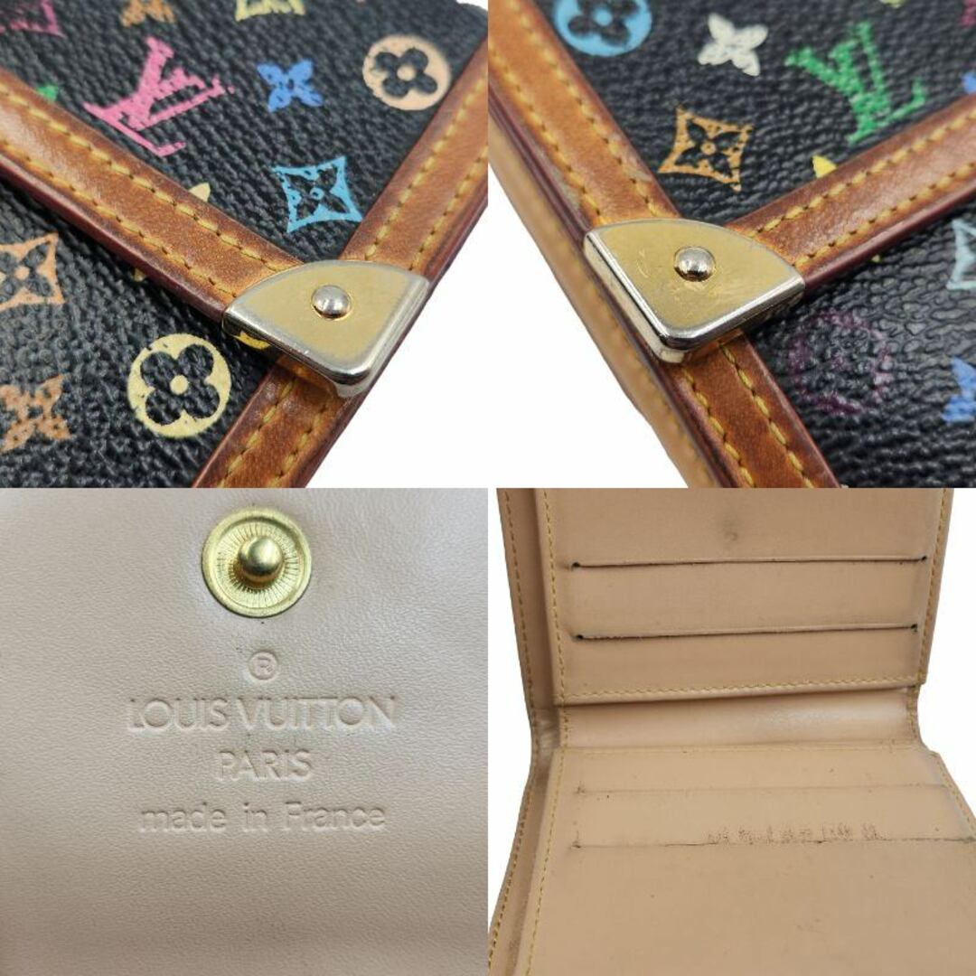 LOUIS VUITTON(ルイヴィトン)のLOUIS VUITTON ルイヴィトン モノグラム マルチカラー ポルトモネビエカルトクレディ 財布 ユニセックス 二つ折り ダブルホック ノワール M92984 中古 T1 レディースのファッション小物(財布)の商品写真