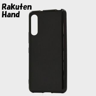 Rakuten - Rakuten Hand：光沢感のある 背面カバー ソフト ケース★ブラック 黒