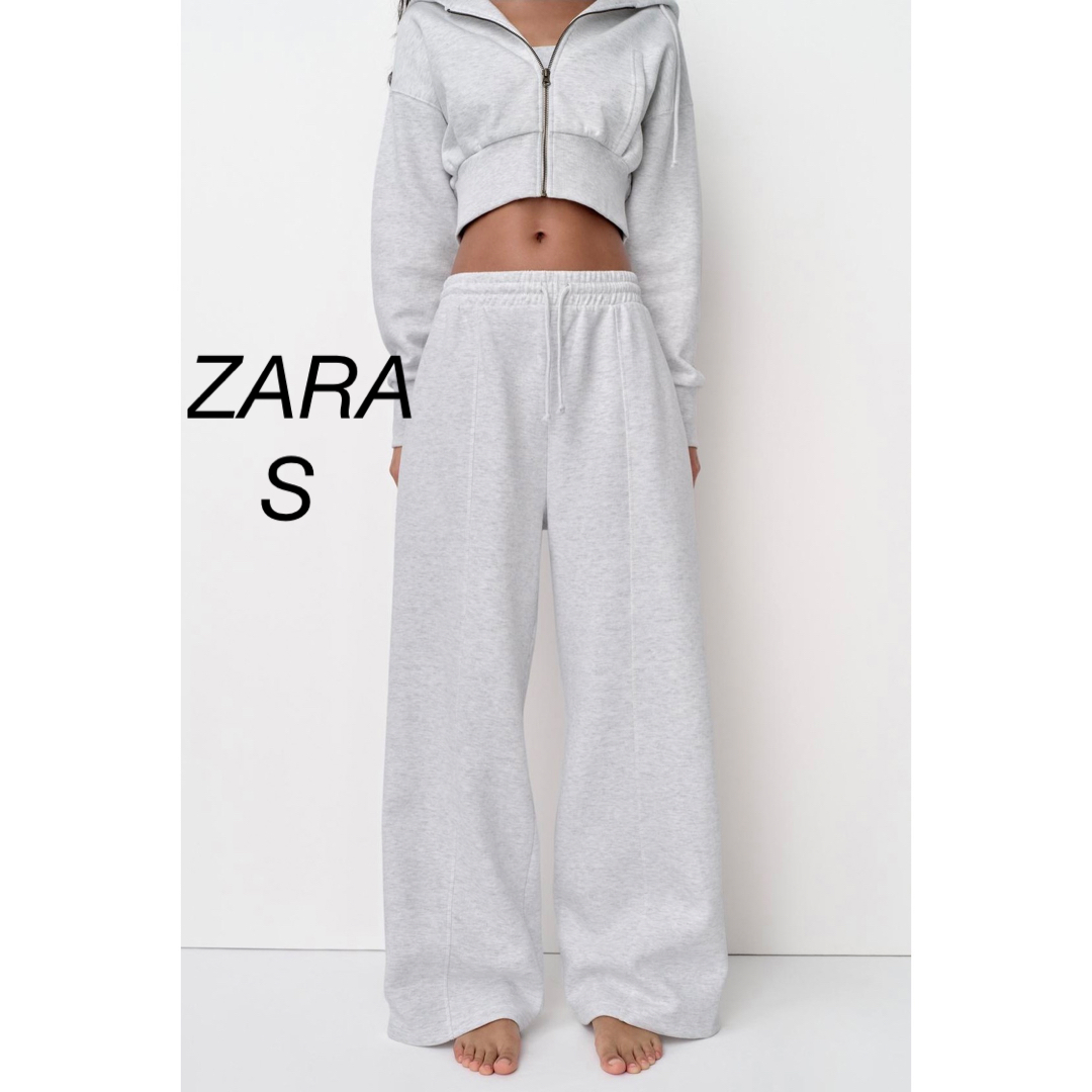 ZARA(ザラ)のZARA プラッシュジャージー ワイドレッグ ジョガーパンツ レディースのパンツ(カジュアルパンツ)の商品写真