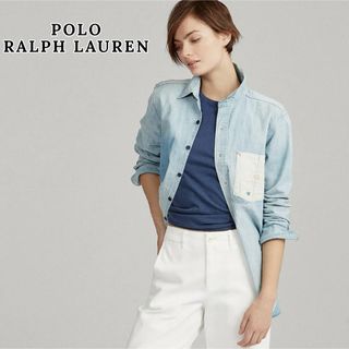 ポロラルフローレン(POLO RALPH LAUREN)のポロ ラルフローレン レディース ヴィンテージ ダメージ加工デニムシャツ リネン(シャツ/ブラウス(長袖/七分))