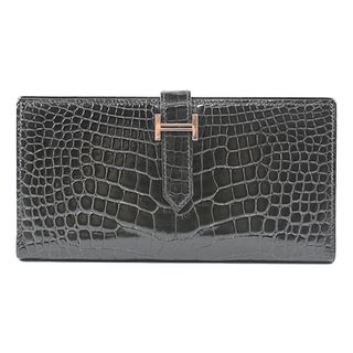 エルメス(Hermes)のエルメス 美品  アリゲーター 長財布 ベアンスフレ クロコダイル S金具 (財布)