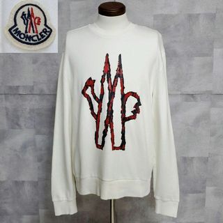 モンクレール(MONCLER)の美品 XL 現行20SS モンクレール 綿100 ロゴ ワッペン トレーナー 白(Tシャツ/カットソー(七分/長袖))